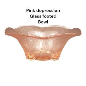Vintage Royal Lace pink Depression glass ruffled footed console